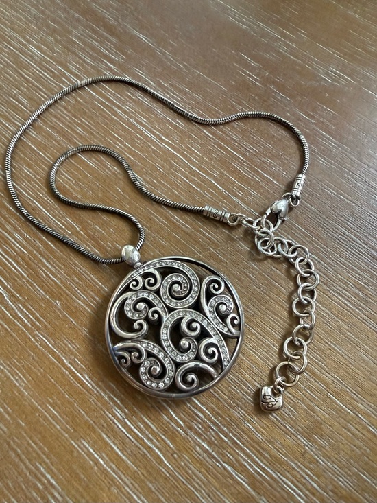 Brighton Jewelry - Brighton Silver-Tone Swirl Pendant Necklace with Crystal Accents